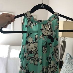 Loose high neck floral Tiffany blue dress